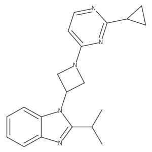 1-[1-(2-cyclopropylpyrimidin-4-yl)azetidin-3-yl]-2-(propan-2-yl)-1H-1,3-benzodiazole结构式