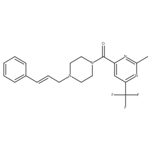 2-methyl-4-{4-[(2E)-3-phenylprop-2-en-1-yl]piperazine-1-carbonyl}-6-(trifluoromethyl)pyrimidine结构式