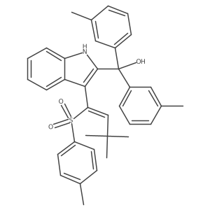 (E)-(3-(3,3-Dimethyl-1-tosylbut-1-en-1-yl)-1H-indol-2-yl)di-m-tolylmethanol Structure