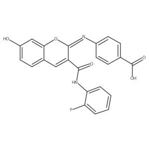 4-{[(2Z)-3-[(2-fluorophenyl)carbamoyl]-7-hydroxy-2H-chromen-2-ylidene]amino}benzoic acid Structure