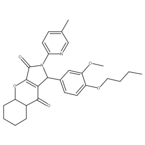 1-(4-butoxy-3-methoxyphenyl)-2-(5-methylpyridin-2-yl)-4a,5,6,7,8,8a-hexahydro-1H-chromeno[2,3-c]pyrrole-3,9-dione结构式