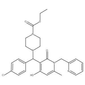 Ethyl 4-((4-chlorophenyl)(4-hydroxy-6-methyl-2-oxo-1-(pyridin-2-ylmethyl)-1,2-dihydropyridin-3-yl)methyl)piperazine-1-carboxylate结构式