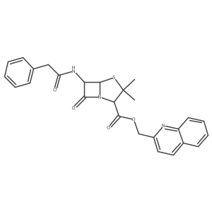2-Quinolinylmethyl (2S,5R,6R)-3,3-dimethyl-7-oxo-6-[(2-phenylacetyl)amino]-4-thia-1-azabicyclo[3.2.0]heptane-2-carboxylate结构式