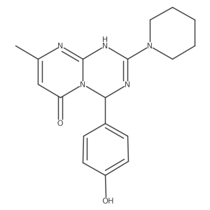 4-(4-hydroxyphenyl)-8-methyl-2-(piperidin-1-yl)-1,4-dihydro-6H-pyrimido[1,2-a][1,3,5]triazin-6-one结构式