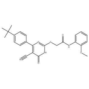2-{[4-(4-tert-butylphenyl)-5-cyano-6-oxo-1,6-dihydropyrimidin-2-yl]sulfanyl}-N-(2-methoxyphenyl)acetamide结构式