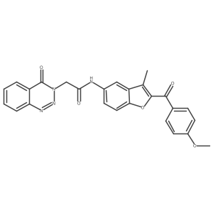 N-{2-[(4-methoxyphenyl)carbonyl]-3-methyl-1-benzofuran-5-yl}-2-(4-oxo-1,2,3-benzotriazin-3(4H)-yl)acetamide结构式