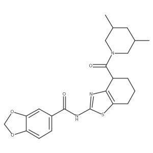 N-(4-(3,5-dimethylpiperidine-1-carbonyl)-4,5,6,7-tetrahydrobenzo[d]thiazol-2-yl)benzo[d][1,3]dioxole-5-carboxamide结构式