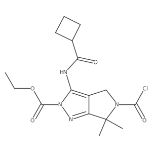 Ethyl 5-(chlorocarbonyl)-3-(cyclobutanecarboxamido)-6,6-dimethyl-5,6-dihydropyrrolo[3,4-c]pyrazole-2(4H)-carboxylate结构式