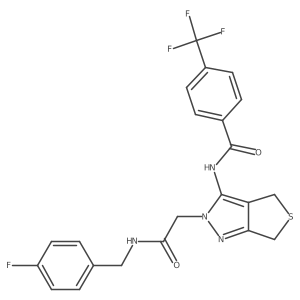 O=C(Cn1nc2c(c1NC(=O)c1ccc(C(F)(F)F)cc1)CSC2)NCc1ccc(F)cc1结构式