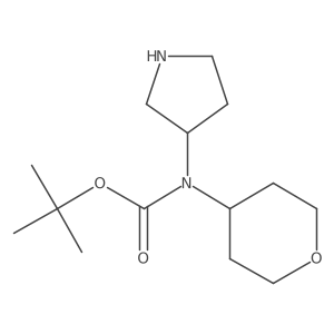 1,1-Dimethylethyl N-(3S)-3-pyrrolidinyl-N-(tetrahydro-2H-pyran-4-yl)carbamate结构式