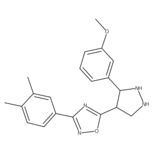 3-(3,4-Dimethylphenyl)-5-[3-(3-methoxyphenyl)pyrazolidin-4-yl]-1,2,4-oxadiazole Structure