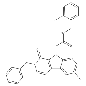2-(3-benzyl-8-methyl-4-oxo-3H-pyrimido[5,4-b]indol-5(4H)-yl)-N-(2-chlorobenzyl)acetamide结构式