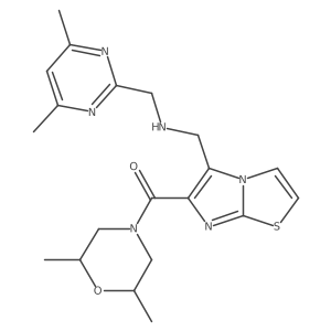 [(2S,6R)-2,6-dimethylmorpholin-4-yl]-[5-[[(4,6-dimethylpyrimidin-2-yl)methylamino]methyl]imidazo[2,1-b][1,3]thiazol-6-yl]methanone Structure