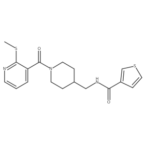 N-((1-(2-(methylthio)nicotinoyl)piperidin-4-yl)methyl)thiophene-3-carboxamide结构式