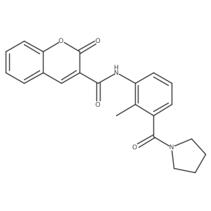 N-[2-Methyl-3-(1-pyrrolidinylcarbonyl)phenyl]-2-oxo-2H-1-benzopyran-3-carboxamide结构式