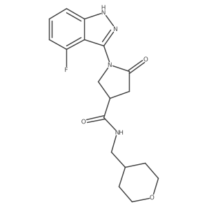 1-(4-fluoro-1H-indazol-3-yl)-5-oxo-N-(tetrahydro-2H-pyran-4-ylmethyl)-3-pyrrolidinecarboxamide结构式