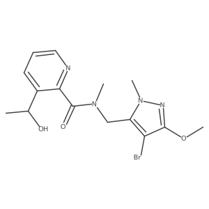 N-[(4-bromo-3-methoxy-1-methyl-1h-pyrazol-5-yl)methyl]-3-(1-hydroxyethyl)-n-methyl-2-pyridinecarboxamide结构式