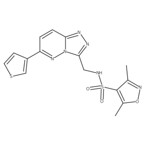 3,5-dimethyl-N-((6-(thiophen-3-yl)-[1,2,4]triazolo[4,3-b]pyridazin-3-yl)methyl)isoxazole-4-sulfonamide结构式