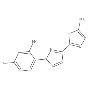 5-[1-(2-amino-4-fluorophenyl)-1H-pyrazol-3-yl]-1,3,4-thiadiazol-2-amine结构式