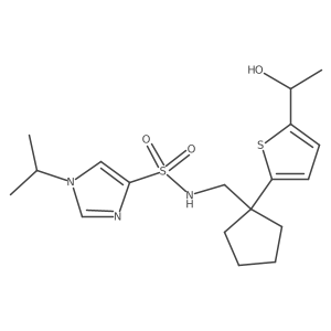 N-((1-(5-(1-hydroxyethyl)thiophen-2-yl)cyclopentyl)methyl)-1-isopropyl-1H-imidazole-4-sulfonamide Structure