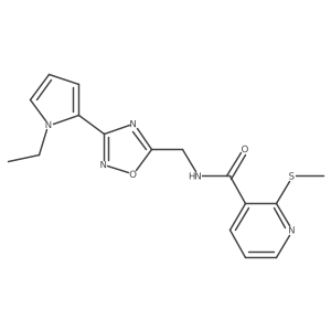 N-((3-(1-ethyl-1H-pyrrol-2-yl)-1,2,4-oxadiazol-5-yl)methyl)-2-(methylthio)nicotinamide Structure