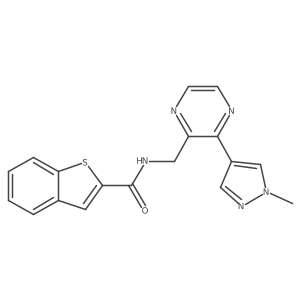 N-((3-(1-methyl-1H-pyrazol-4-yl)pyrazin-2-yl)methyl)benzo[b]thiophene-2-carboxamide Structure