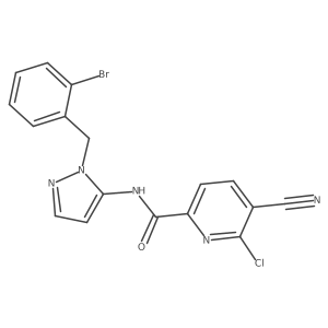 N-{1-[(2-bromophenyl)methyl]-1H-pyrazol-5-yl}-6-chloro-5-cyanopyridine-2-carboxamide结构式