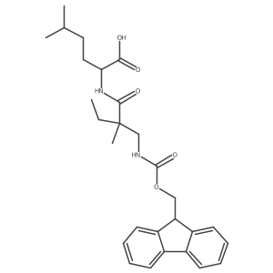 2-{2-[({[(9H-fluoren-9-yl)methoxy]carbonyl}amino)methyl]-2-methylbutanamido}-5-methylhexanoic acid结构式