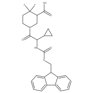 1-[2-cyclopropyl-2-({[(9H-fluoren-9-yl)methoxy]carbonyl}amino)acetyl]-4,4-difluoropiperidine-3-carboxylic acid Structure