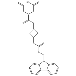 2-{2-[3-({[(9H-fluoren-9-yl)methoxy]carbonyl}amino)cyclobutyl]-N-(prop-2-en-1-yl)acetamido}acetic acid结构式