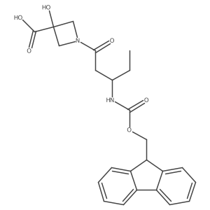 1-[3-({[(9H-fluoren-9-yl)methoxy]carbonyl}amino)pentanoyl]-3-hydroxyazetidine-3-carboxylic acid结构式