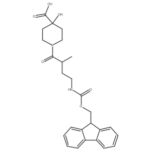 1-[4-({[(9H-fluoren-9-yl)methoxy]carbonyl}amino)-2-methylbutanoyl]-4-hydroxypiperidine-4-carboxylic acid结构式