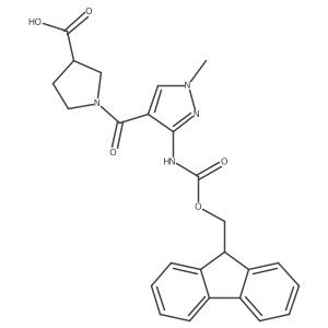1-[3-({[(9H-fluoren-9-yl)methoxy]carbonyl}amino)-1-methyl-1H-pyrazole-4-carbonyl]pyrrolidine-3-carboxylic acid结构式