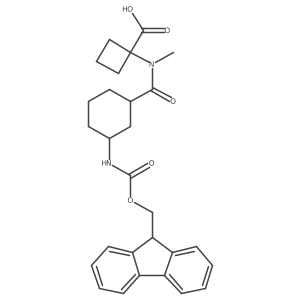 rac-1-[N-methyl(1R,3R)-3-({[(9H-fluoren-9-yl)methoxy]carbonyl}amino)cyclohexaneamido]cyclobutane-1-carboxylic acid Structure