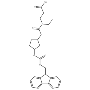 rac-3-{N-ethyl-2-[(1R,3S)-3-({[(9H-fluoren-9-yl)methoxy]carbonyl}amino)cyclopentyl]acetamido}propanoic acid结构式