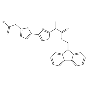 2-{5-[2-({[(9H-fluoren-9-yl)methoxy]carbonyl}(methyl)amino)-1,3-thiazol-4-yl]thiophen-2-yl}acetic acid Structure