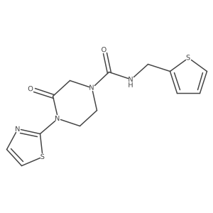 3-oxo-4-(thiazol-2-yl)-N-(thiophen-2-ylmethyl)piperazine-1-carboxamide Structure