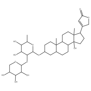 Card-20(22)-enolide, 3-[(6-deoxy-2-O-I(2)-D-xylopyranosyl-I+/--L-mannopyranosyl)oxy]-14-hydroxy-, (3I(2),5I+/-)-结构式