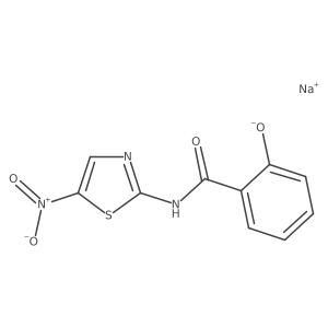 Sodium 2-[(5-nitro-1,3-thiazol-2-yl)carbamoyl]benzen-1-olate结构式