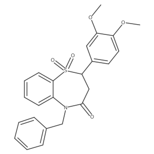 5-benzyl-2-(3,4-dimethoxyphenyl)-2,3-dihydrobenzo[b][1,4]thiazepin-4(5H)-one 1,1-dioxide Structure