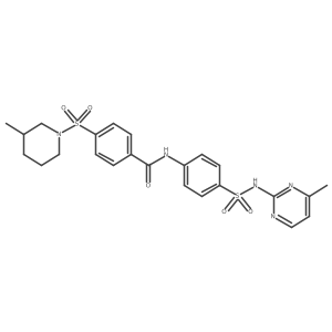 4-((3-methylpiperidin-1-yl)sulfonyl)-N-(4-(N-(4-methylpyrimidin-2-yl)sulfamoyl)phenyl)benzamide结构式