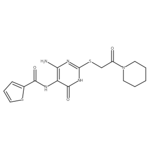 N-(4-amino-6-oxo-2-((2-oxo-2-(piperidin-1-yl)ethyl)thio)-1,6-dihydropyrimidin-5-yl)thiophene-2-carboxamide Structure