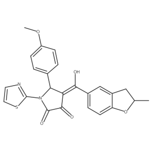 (4E)-4-[hydroxy-(2-methyl-2,3-dihydro-1-benzofuran-5-yl)methylidene]-5-(4-methoxyphenyl)-1-(1,3-thiazol-2-yl)pyrrolidine-2,3-dione Structure