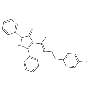 (4Z)-4-(1-{[2-(4-hydroxyphenyl)ethyl]amino}ethylidene)-2,5-diphenyl-2,4-dihydro-3H-pyrazol-3-one结构式