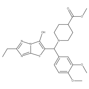 Methyl 1-((3,4-dimethoxyphenyl)(2-ethyl-6-hydroxythiazolo[3,2-b][1,2,4]triazol-5-yl)methyl)piperidine-4-carboxylate Structure