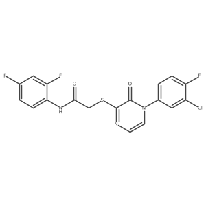 2-((4-(3-chloro-4-fluorophenyl)-3-oxo-3,4-dihydropyrazin-2-yl)thio)-N-(2,4-difluorophenyl)acetamide结构式