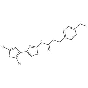 N-(4-(2,5-dichlorothiophen-3-yl)thiazol-2-yl)-2-((4-methoxyphenyl)thio)acetamide Structure