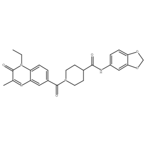 N-(Benzo[d][1,3]dioxol-5-yl)-1-(1-ethyl-3-methyl-2-oxo-1,2-dihydroquinoxaline-6-carbonyl)piperidine-4-carboxamide结构式