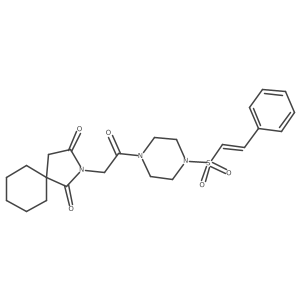 2-{2-Oxo-2-[4-(2-phenylethenesulfonyl)piperazin-1-yl]ethyl}-2-azaspiro[4.5]decane-1,3-dione结构式