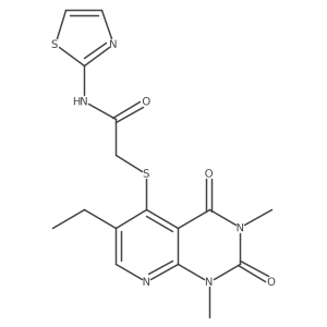 2-((6-ethyl-1,3-dimethyl-2,4-dioxo-1,2,3,4-tetrahydropyrido[2,3-d]pyrimidin-5-yl)thio)-N-(thiazol-2-yl)acetamide Structure